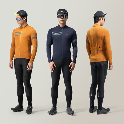 Rock Brothers long-sleeved cycling jersey warm and windproof men's road mountain bike sportswear top autumn and winter Nalan-spring and autumn warm navy blue 10-20 C L