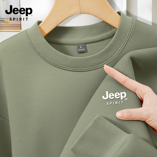 JEEP SPIRIT Jeep sweatshirt men's spring and autumn 2026 new American trendy men's heavyweight hooded loose round neck men's top