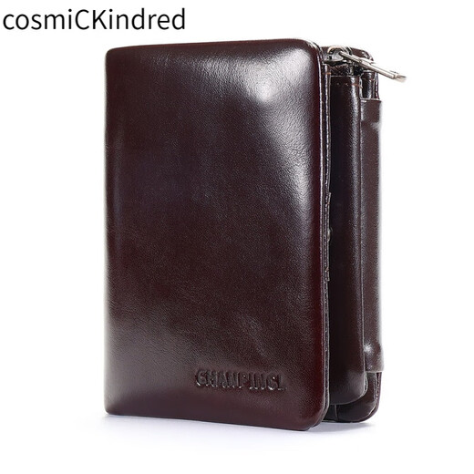 Cosmickindred 2025 Neue modische Brieftasche Herren vertikaler oberer Leder Reißveränder