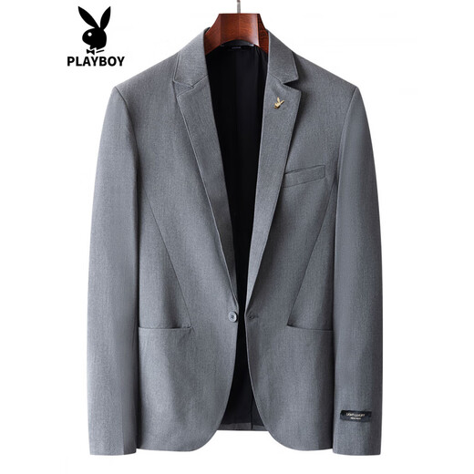 Playboy suit suit men's casual jacket spring and autumn business formal wear high-end groomsmen suit wedding suit suit for men black single suit 2XL 180 recommended 130-145 Jin Jin equals 0.5 kg