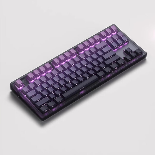 腹灵MK870 黑莓侧刻 机械键盘 有线无线蓝牙客制化 电脑游戏静音办公 黑曜石 紫气东来侧刻 有线 TTC快银轴V2【触发更快】