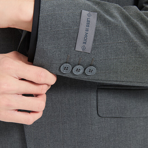 Lilang Youth Business Men's Two-Color Striped Suit Men's Lapel Collar Formal Two-piece Set A5CXF93 Medium Gray 180A