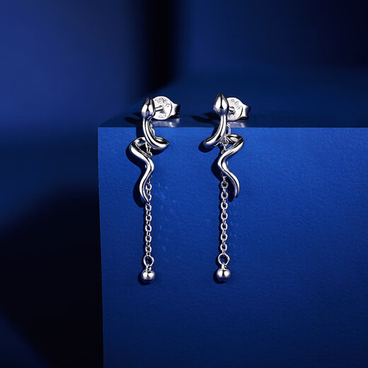 Jinzhizun (3DG Jewelery) Spirit Snake New Zodiac Snake Platinum Earrings for Women pt950 Platinum Earrings Zodiac Year Gift Priced by Gram 2.63g (including labor cost 205 yuan)