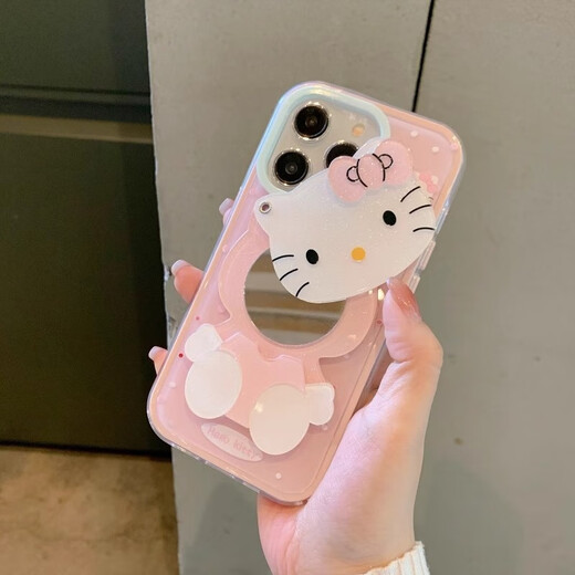 
Du Fanna cartoon cute pink KT cat polka dots suitable for Apple 16 ProMax mobile phone case iPhone 15 Promax protective case new Apple 15 Pro fall-proof creative makeup mirror Pink KT cat makeup mirror iPhone 16 Pro Max