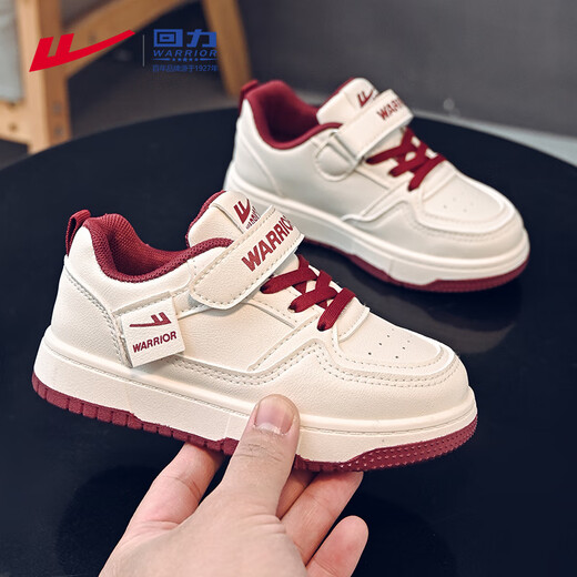 Warrior children's shoes, girls' white shoes, spring and autumn children's sports shoes, girls' sneakers WZ(CL)-0950 m/burgundy 36