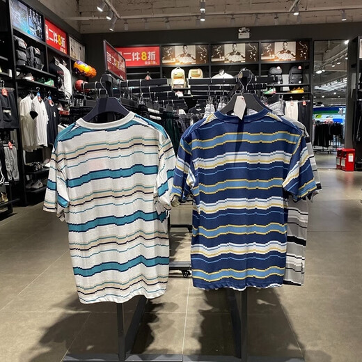 Li Nings neue Herren-Reverse-Serie losen atmungsaktiven runden Hals lässig Kurzarm T-Shirt AHST69 Blue Strip (695) 2xl 185