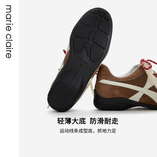 MARIE CLAIRE Taekwondo training shoes 2025 spring retro style sports and casual women's shoes 653-41340,654-11340 Caramel brown 653-41340 36