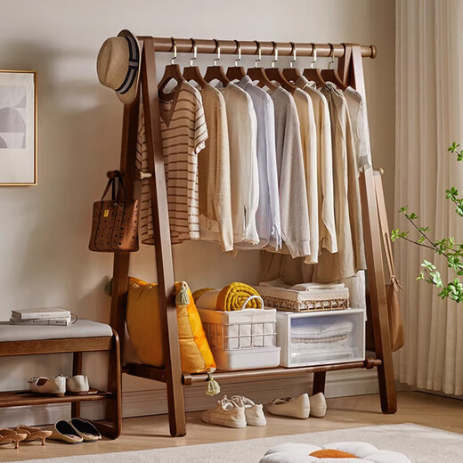Yuan Yaju solid wood coat rack, all solid wood coat rack, floor-standing clothes rack, bedroom foldable clothes drying rack, simple clothes hanging rack