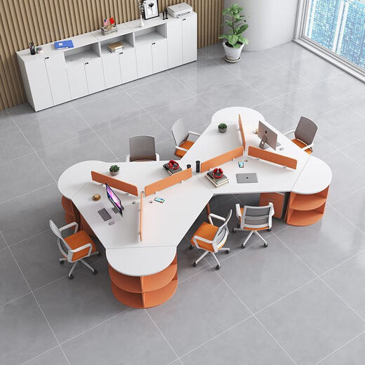 Shanghuashi workstation desk workbench modern simple industrial style staff table multi-person office special-shaped desk three-person