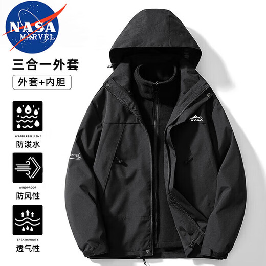 Nasa Marvel Schock Kleidung Herren und Winterjacke Drei-in-Eins-Top-Kapuzenpaar Style Windproof Herren Kleidung Pink XS