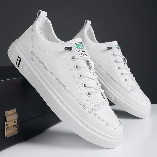 Huilijun Herren sommer atmungsaktiv trendy lässige und modische, vielseitige Leder wasserdichte weiße Schuhe Nicht rutschende und kräftig-resistente ein Stück Großhandel N695 Black 39