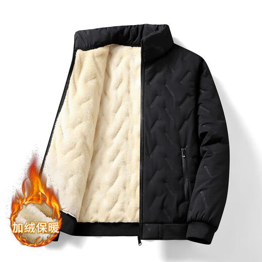 Kennedy lambswool jacket warm men's winter coat jacket men's winter feather coat plus velvet black - lambswool jacket 4XL 172CM-182CM