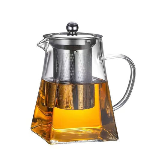 Glass teapot household filter teapot high temperature resistant floral teapot square teapot 350ML stainless steel liner