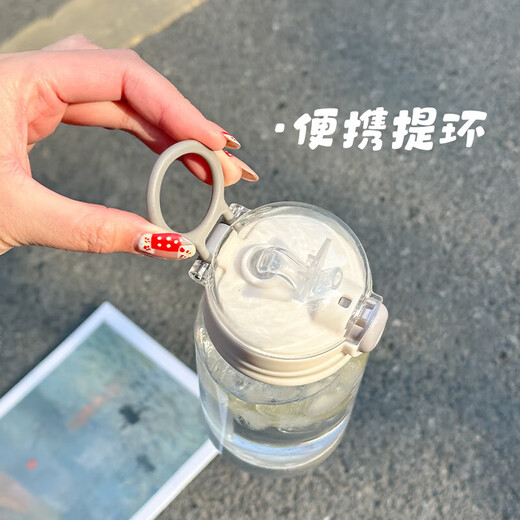 New Spring Simple Straw Plastic Cup High-Looking Student Water Cup Portable Sports Cup Large Capacity Line Gray 550ml Single Cup