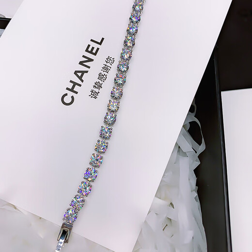 Guanpuge Fat Donglai same style pt950 platinum moissanite bracelet full of diamonds inlaid with four claw moissanite women's diamond jewelry light 18K gold-15cm x D-E/pole x 20 points LC/flawless under the mirror