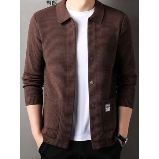 
Lilang men's wool knitted cardigan for middle-aged and young autumn and winter fashion casual men's lapel cardigan jacket trendy beige[8622] 2XL 180[160-180Jin[Jin equals 0.5 kg]]