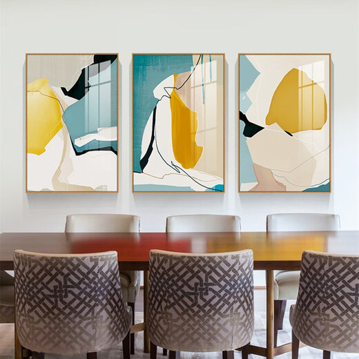 定制购FS北欧客厅装饰画沙发背景墙现代餐厅墙面装饰壁画色块抽象 16755/16756/16757 60*90 深木框NX 水晶画面