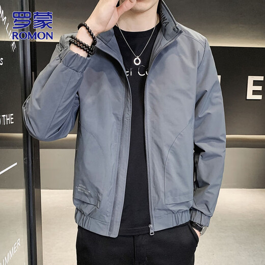 ROMON Jacket Men's Autumn and Winter Casual Jacket Men's Trendy Loose Versatile Top Clothes Men's Dark Gray XL