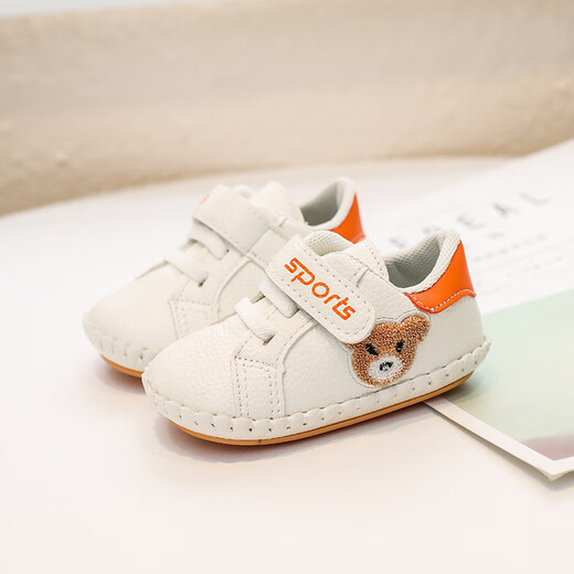 G. DUCKKIDS Little Yellow Duck Spring and Autumn Newborn Soft Sole Toddler Shoes for Boys Baby Shoes 3-6-9 months 0-1 year old Baby Shoes Orange 14 (Inner Length 11 cm)