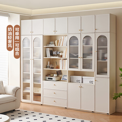 Quanyou Home Light Luxury Bookcase Floor-standing Wall Bookshelf Bedroom Storage Rack File Cabinet Storage Figure Display Storage Cabinet