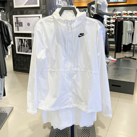 耐克（NIKE）官方女装2025秋季新款运动休闲风衣防风连帽潮流上衣梭织外套 DM6180-100/白色 M