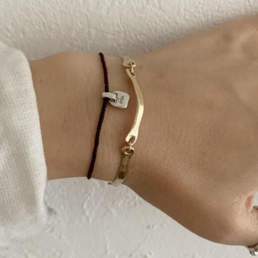 Kechu Korean generation niche sterling silver plated 18k gold retro classic open bracelet/bone bracelet bracelet golden bone (sterling silver plated with real gold) ready for sale