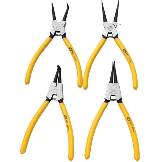 XMSJ clamp ring pliers inner straight and outer bend inner bend pliers set clamp spring pliers dual-purpose retaining ring pliers multi-function clamp spring pliers dual-purpose 6-inch shaft bend 12132