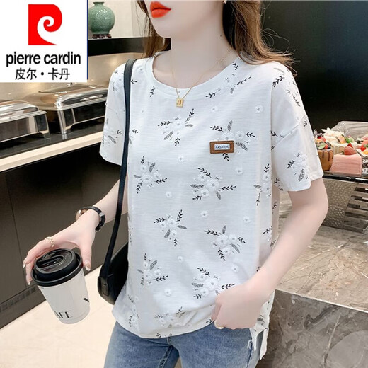 皮尔卡丹（pierre cardin）纯棉短袖T恤女夏季24新款内搭白色打底衫韩版宽松百搭垂感上衣 1397白色+1396白色 L (111-125)