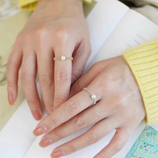 Fujiu DIY jewelry accessories Au750G18K gold adjustable size lace pearl ring empty support K gold closed ring support K white adjustable size