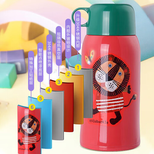 Tiger brand (TIGER) third generation latest children's little lion thermos cup double cup lid cup MBR straw style 600ML Double Eleven gift