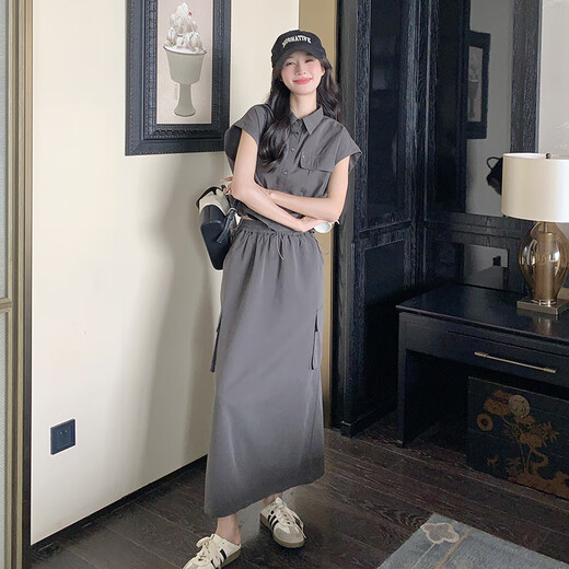Rongyuege Fashion Grey Work Sup Юбка для женщин в взрыве Summer Street и снижение возраста. ТЕПРУМЕНТ ТУРНАЯ И КЛАССКАЯ СЕРВА