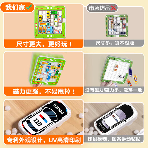 结盟者华容道玩具汽车滑动拼图数字儿童3到6岁思维训练智力玩具 磁力组合｜移车出库(360题15车)A
