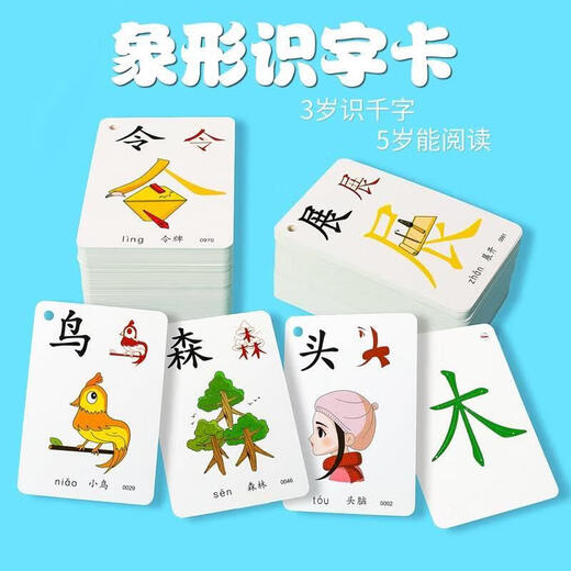 幼儿识字卡片1300字早教绘本子集阅读书启蒙认字闪卡同步Appa 【全套加厚6盒装】1-1500张象形