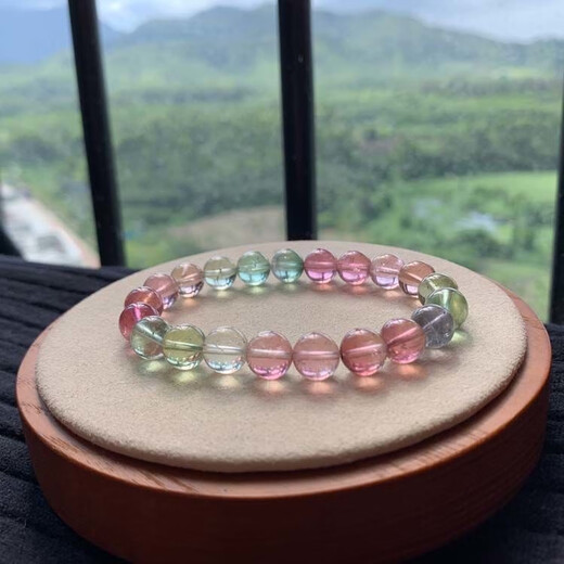 Library selection red rabbit fur gold strawberry tourmaline bracelet silver titanium crystal tanzanite peterite purple titanium aurora super seven crystal bracelet light gray