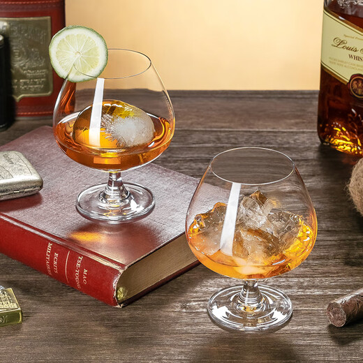 Genus Brandy Glass Crystal Glass Thickened Wine Glass Set Cognac Cup Tall Cup 2-pack Whiskey Glass
