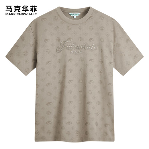 马克华菲【7A抑菌+防螨凉感】短袖T恤男25春夏清爽透气刺绣圆领时尚满印t 701卡其 3XL