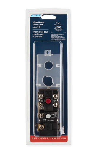 Camco RV water heater single-pole temperature control switch is energy efficient and easy to install.