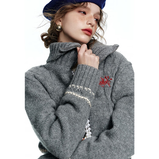 Fairy's pocket miu knitted skirt two-piece suit for women 2024 winter new style high-end sense of age reduction temperament gray M