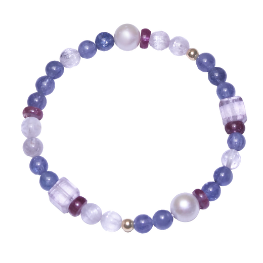 OEMG natural tanzanite bracelet pearl tourmaline kunzite bracelet 18k original design women's model exquisite and compact flower cluster 5.8mm18k original designer model 12cm