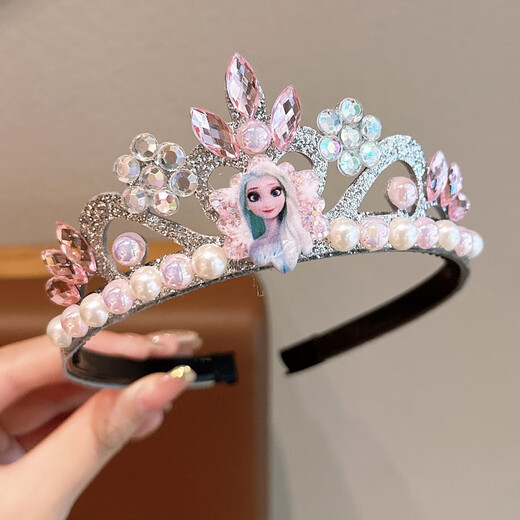 ENRMIIV Crown Children's Headband Frozen Headband Elsa Princess Crown Hairpin Girls Kuromi Melody Hairband 3# Purple Kuromi Crystal Crown Hairband
