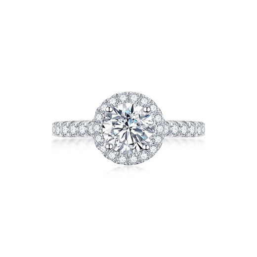 Guanpu Pavilion Fat Dong Lai quality pt950 platinum moissanite round bag ring one carat moissanite diamond ring silver proposal gift for daughter, main diamond 50 points live ring - adjustable (photographed closed ring)