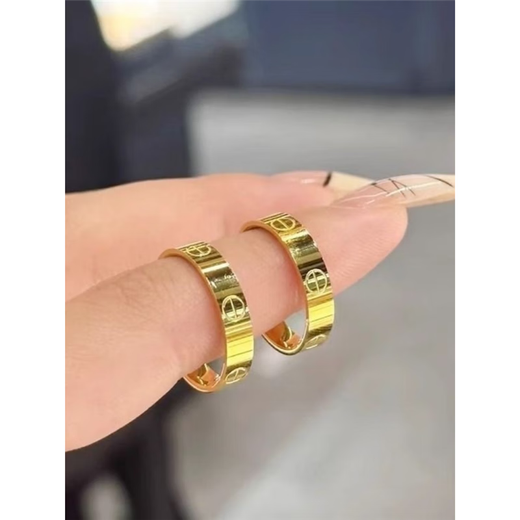 LPEZ pure gold 999 card ring ring car flower glossy gold ring male and female couple ring ring Valentine's Day gift pure gold ring 3.5cm No. 9 gold about 3.9-4.3