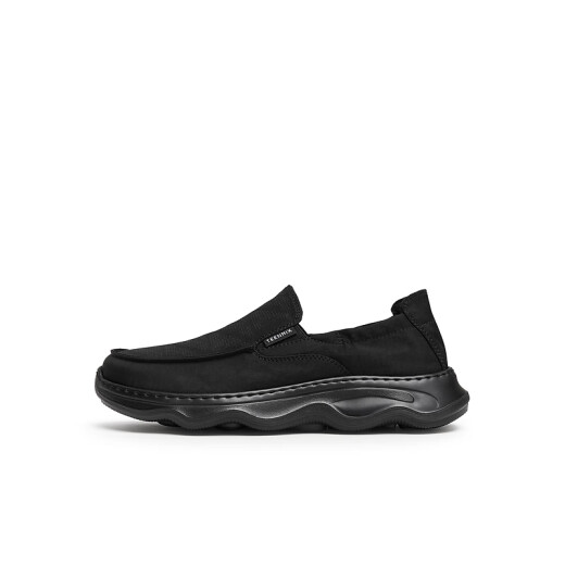 Tianmeiyi Schuhe Herrenschuhe Mall gleich bequemer fauler Leinwandschuhe Einbeinige Herren-Stoffschuhe 2025 Sommer Schwarz 40