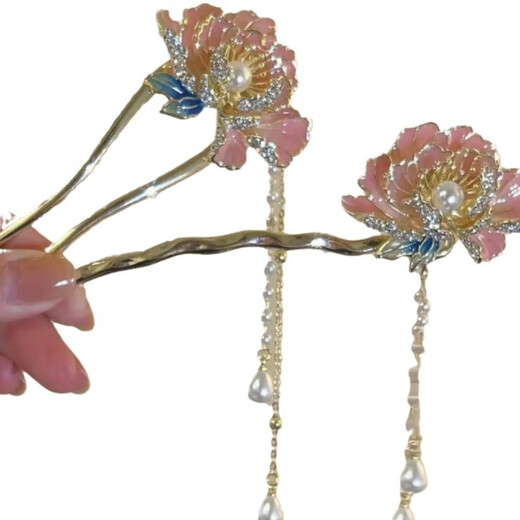 Lotus super fairy peony tassel hairpin new Chinese style hairpin women's ancient style Hanfu headdress horse face skirt accessories product batch peony flower tassel hairpin