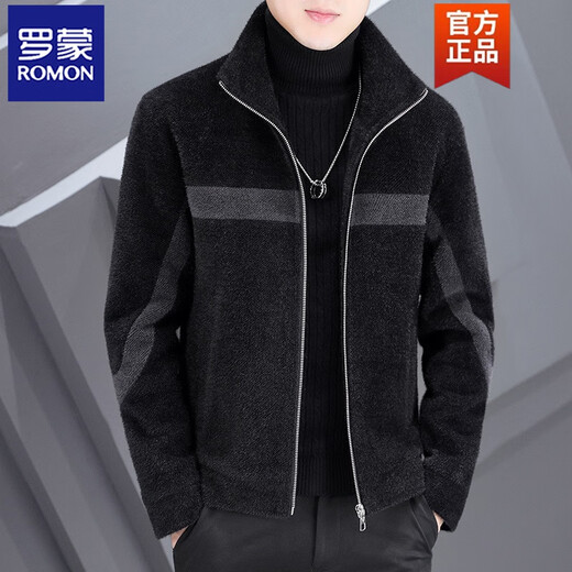 Romon Wool Coat Men's Men's Slim Tweed Slim Tweed para jóvenes guapos dorados sable de terciopelo chaqueta de cuello versátil 719 gris 2xl 130-145jin [Jin iguala 0.5 kg]