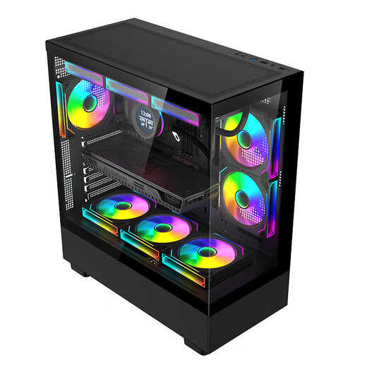 Wanjia Xuanwu PLUS Desktop-Spielecomputer-Hauptgehäuse, Meerblick-Raumgehäuse, Glasseite durch ATX-Motherboard/lange Grafikkarte/360 Wasserkühlungspositionen/280 Wasserkühlungspositionen, schwarzes Xuanwu PLUS-Einzelgehäuse