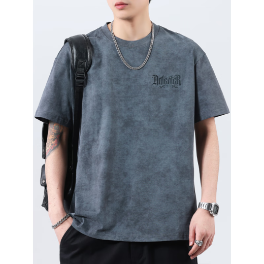 森马（Semir）春季新款水洗重磅纯棉短袖T恤男士2025夏季宽松大码半袖体恤衫 F9896绿色 常规 M 100-120斤