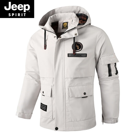 JEEP SPIRIT casual jacket parka coat hooded charge. Men's new hooded outdoor men's wear classic 28 gray blue 5XL