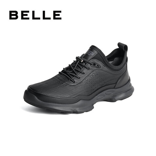 Belle Casual Men's Shoes Cowhide Thick-soled Sports Shoes Commuting Business Leather Shoes 8AY01CM3 Pre-sale Black - Single Liner 41 (255mm)