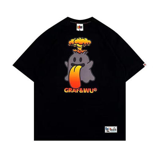 Fadenjue GRAF original brand BooGhost Cute Ghost 2.0 Earth Apple Orange Various Street Loose T-shirt Short Sleeve Blue Angel 832# S